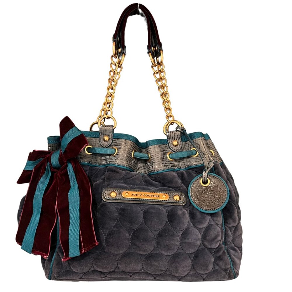 Juicy Couture Vintage Daydreamer Quilted Blue Velvet Bag